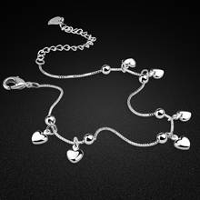 Summer Silver Jewelry Women's Original Silver Anklet 925 Sterling Silver Heart Ankle Bracelet Minimalist Sandals Accessories 2024 - buy cheap