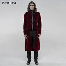 PUNK RAVE-abrigo gótico bordado de longitud media para hombre, chaqueta de estilo clásico, Jacquard, Formal, para fiesta de graduación y Club 2024 - compra barato
