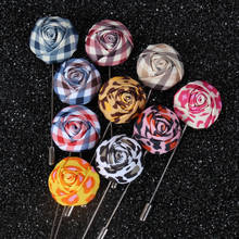 Top New Handmade Flower Lapel Pin Fashion Suit Boutonniere Rose Shape Stick Brooches Mens Accessories 16 Colors Safety Pins 2024 - buy cheap