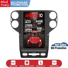 Pantalla vertical Tesla para coche, reproductor Multimedia con Android 10,0, 4 + 64GB, GPS, unidad principal de Radio Estéreo Navi, para Volkswagen Touran 2010 2024 - compra barato