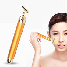 24k Gold Colour Vibration Facial Roller Slimming Face Roller Massager Stick Lift Skin Tightening Wrinkle Beauty Bar 2024 - buy cheap