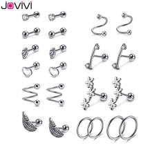 JOVIVI Stainless Steel Stud Ear Ring Clear Cubic Zircon Ball Barbell Tragus Cartilage Helix Ear Studs Nose Lip Ring Piercing 16G 2024 - buy cheap