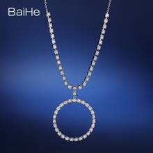 BAIHE Solid 18K White Gold H/SI Natural Diamond Necklace Women Fine Jewelry Trendy Round Necklaces قلادات Halsketten ожерелье 2024 - buy cheap