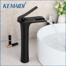 KEMAIDI Matte Black Bathroom Basin Faucet  Mounted Basin Vessel Sinks Waterfall Mixer Tap Black Water Faucet Tap 2024 - buy cheap