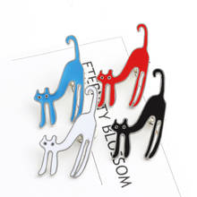 Funny Animal Brooch Black Red White Blue Cartoon Cats Enamel Badge Pins Bag Clothes Denim Shirt Lapel Pin Jewelry Gift for Women 2024 - buy cheap