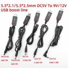 USB Boost wire DC 5 В до 9 в 12 В DC Jack 5,5x2,1 мм 5,5*2,5 Мобильный телефон источник питания Повышающий Модуль питания конвертер Кабель шнур 2024 - купить недорого