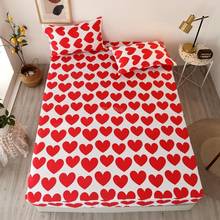 Red Love Pattern Fitted Sheet 3PCS Bed Sheet with Elastic Band Couple Mattress Protector Cover Bedspreads Bedclothes 180*200cm25 2024 - buy cheap