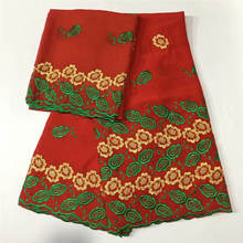Novo tecido de renda de algodão africano vermelho 2019 alta qualidade tecido bordado de renda voile suíço para vestido de festa de casamento! Lcf1213 2024 - compre barato