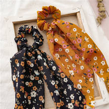 Spring Floral Printed Ponytail Hair Ties For Women Elastic HairBands Streamers Bow Hair Scrunchies Ring Girls Hair Accessories 2024 - buy cheap