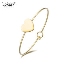 Lokaer Romantic Titanium Steel Heart Shape Cuff Bracelets & Bangles Luxury Engagement Wedding Bangle Jewelry For Women B18034 2024 - buy cheap
