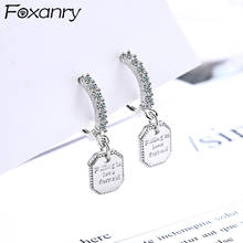 Foxanry 925 Stamp Zircon Drop Earrings for Women Couples New Fashion English Letter Tag Pendant Elegant Bride Jewelry 2024 - buy cheap