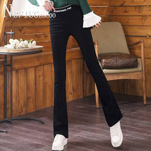 Calça elástica de cintura alta feminina, calça preta com bolso para primavera e outono 2024 - compre barato