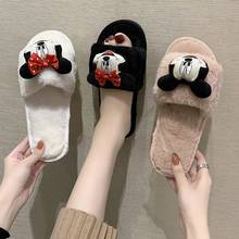 Disney children's cartoon Mickey Mouse non-slip soft-soled cotton shoes women's slippers plus velvet thick warm flat slippers 2024 - buy cheap