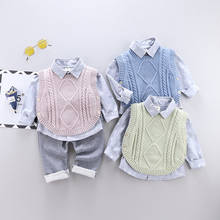 2021 Autumn New Casual Kids Suit Children's Suit Cotton Boys Long-sleeve Shirt Sweater Vest Trousers 3Pcs Baby Clothes 0-4 Years 2024 - buy cheap