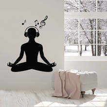 Yoga Posture Wall Decal Lotus Headphones Music Zen Meditation Room Interior Decor Vinyl Window Sticker Silhouette Wallpaper E498 2024 - buy cheap