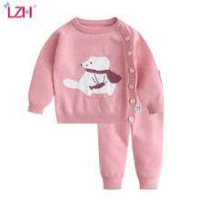 LZH 2021 Fashion Newborn Baby Girls Spring Clothing New Cotton Long Sleeves Infant Baby Boys Sets Knitting Cartoons Kids Suits 2024 - buy cheap