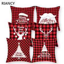Black Red Plaid Christmas Decoration Cushion Cover 45*45cm Polyester Pillowcase Throw Pillow Xmas New Year Home Decor 40976 2024 - купить недорого