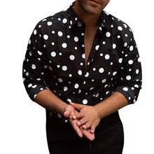 Рубашка мужская с длинным рукавом, модная Свободная Повседневная рубашка в горошек, топ с принтом, мужская одежда 2024 - купить недорого