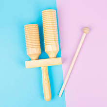Музыкальные игрушки для малышей M MBAT, деревянные, двухцветные, в форме маракаса, ударный музыкальный инструмент, подарок для детей с палочкой 2024 - купить недорого