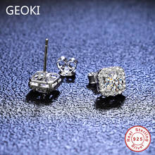 Geoki-pendientes cuadrados de moissanita, 0,5 Ct, Total 1 Ct, Color D, VVS1, joyería de boda de lujo, Plata de Ley 925 2024 - compra barato