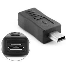 Micro usb fêmea para mini usb adaptador masculino carregador adaptador conversor preto 2024 - compre barato