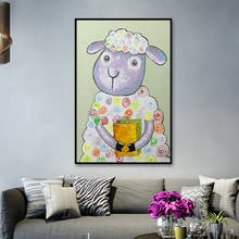Mintura Hand Painted A Lovely Sheep Oil Paintings on Canvas Wall Picture For Living Room Hotel Decor Animal Poster Art No Framed 2024 - buy cheap
