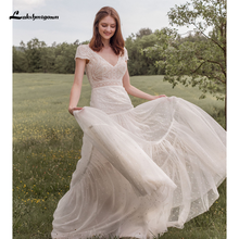 Lakshmigown Bohemian Wedding Dress vestido de novia 2021 V Neck Beach Bridal Gowns Boho Tulle Bridal Dress robe de mariee 2024 - buy cheap