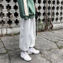 Cotton Sweatpants Men's Fashion Solid Color Casual Joggers Pants Men Streetwear Wild Hip Hop Loose Drawstring Trousers Male 2024 - buy cheap