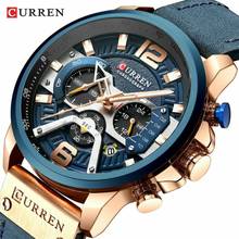 CURREN-Reloj deportivo para hombre, pulsera de cuero, deportivos, de piel militar, esfera de segundos/minutos, masculino 2024 - compra barato