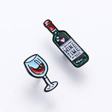 RINHOO Minimalist Cute Red Wine Bottle And Wine Glasses Couple Pins Enamel Cup Brooches Lapel Pin Badge For Lovers Best Friend 2024 - buy cheap