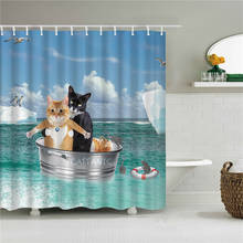 Cute Cat Shower Curtains Bathroom Curtain 3D With Hooks Funny Waterproof Mat Douchegordijn Rideau De Douche Cortinas De Ducha 2024 - buy cheap