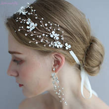 Handmade White Floral Bridal Hair Vine Headband Rhinestone Wedding Accessories Hair Piece Women Party Prom Headpiece 2024 - buy cheap