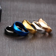 Tigrade Polished Simple Unisex Ring Titanium Steel Men Rings 6mm Black,Gold,Blue, Silver Color Available Wedding Lover Gift 2024 - buy cheap