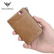 Williams Polo-cartera de lujo para hombre, billetera pequeña con cremallera, tarjetero corto para hombre, monedero Vintage 2024 - compra barato