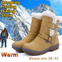 De esquí de las mujeres zapatos de nieve de invierno botas plataforma mantener caliente tobillo invierno botas de mujer al aire libre senderismo pesca zapatos D25 2024 - compra barato