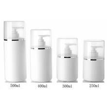 10pçs 250ml/300ml/400 ml/500ml frascos de plástico em forma de cilindro vazio para xampu, loção para recipiente cosmético e loção pe 2024 - compre barato