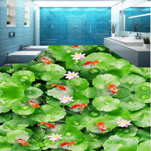 Papel de parede personalizado 3d com folha de lótus espessada em piso de piscicultura 2024 - compre barato