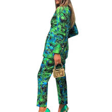 Terno feminino de moda elegante, primavera verão, impressão, temperamento de lapela, calças casuais, conjunto feminino de duas peças, jk325 2024 - compre barato