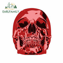 EARLFAMILY-pegatinas de calavera roja para coche, calcomanía para parabrisas, refrigerador, ventanas, Material de vinilo, gráficos creativos finos, 13cm x 12,8 cm 2024 - compra barato