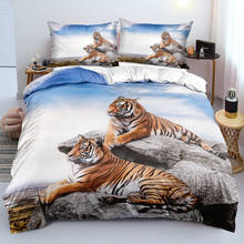 3D Animal Custom Design White Linens Bed Duvet Cover Sets Pillow Case Set Full King Queen Double Full Twin Size Tiger Bed Linens 2024 - buy cheap