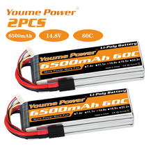 2 шт Youme 4S Lipo батарея 14,8 v 6500mah rc lipo 60c с trxx XT60 коннектором для rc автомобиля 1/10 1/12 RC лодки дроны вертолеты 2024 - купить недорого