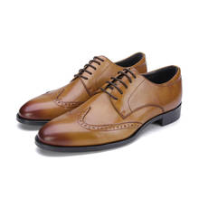 Модные черные/коричневые Оксфордский бизнес туфли из натуральной кожи модельные туфли мужские свадебные туфли 2024 - купить недорого