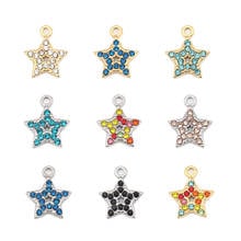 2 PCs 304 Stainless Steel Star Style Charms Pentagram Pink Glod Black Color Rhinestone For Jewelry Making DIY 15mm x 12mm 2024 - buy cheap