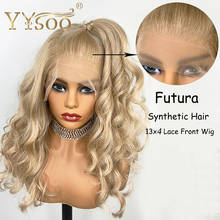 YYsoo 13x4 Synthetic Lace Front Blonde Wigs for Women Half Hand Tied Futura Heat Resistant Fiber Hair Replacement Curly Wigs150% 2024 - buy cheap