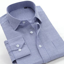 Мужская рубашка в полоску, из хлопка и льна, с длинным рукавом 2024 - купить недорого