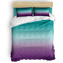 Cyan Turquoise Purple Gradient Luxury Duvet Cover Sets Fashion Bedding Set Home Decoration Bed King Size Comforter Set 2024 - buy cheap