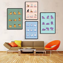 Arte da parede pintura em tela hd impressão animais yoga gato cão adorável poster decoração para casa moderna nordic sala de estar modular fotos 2024 - compre barato