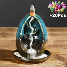 Quemador de conos de incienso hecho a mano, cerámica de Color Overglaze, cascada, bonito paisaje de huevo, reflujo, + 20 Uds. 2024 - compra barato