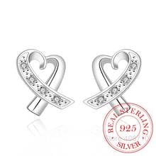 PENDIENTES DE CIRCONIA Plata de Ley 925 auténtica con forma de corazón para mujer, joyería de compromiso, boda, 100% 2024 - compra barato