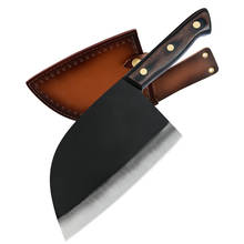 XYJ-cuchillo de cocinero serbio de 7 pulgadas, carnicero de acero inoxidable, cuchilla completa Tang con funda de cuero, hoja ancha, fácil de cortar, Knif de cocina 2024 - compra barato